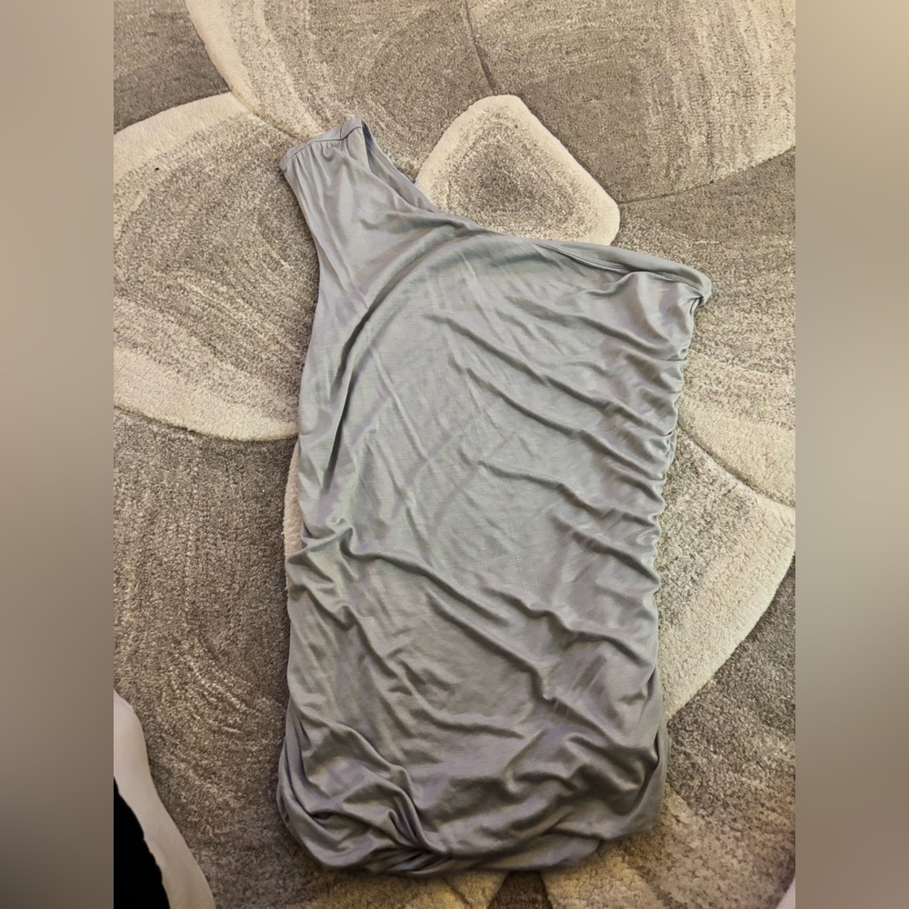 Express one shoulder grey ruched top